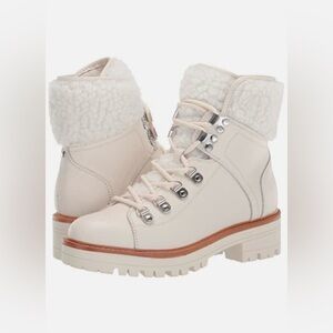 Mark Fisher Isalia Off-White Shearling Lace-Up Boots / Size 9 NWB